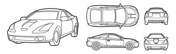 Vector Contorno Del Coche Para Colorear Página Del Libro Plantilla — Vector de stock