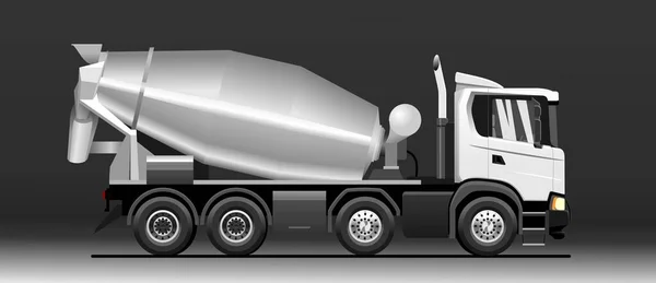 Ilustração Vetorial Misturador Cimento Caminhão Vista Lateral Modelo Para Identidade — Vetor de Stock