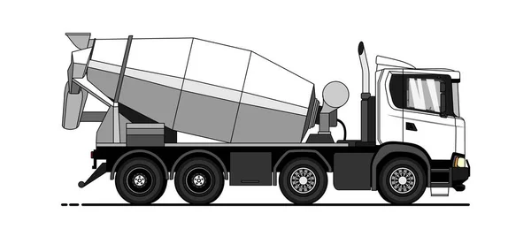 Ilustração Vetorial Misturador Cimento Caminhão Vista Lateral Modelo Para Identidade — Vetor de Stock