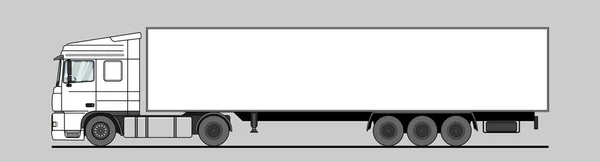 ベクトルトラック ローリー セミトレーラー サイドビュー 白い空白のテンプレートトラック 広告のための半トレーラー 貨物輸送 現代の平面ベクトル図 — ストックベクタ
