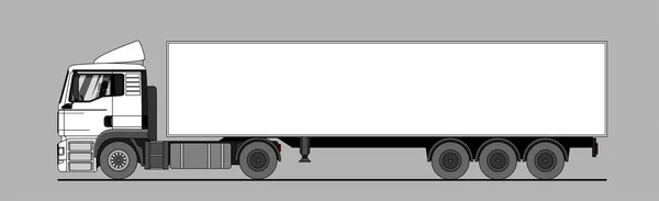 Vektor Lkw Lkw Auflieger Seitenansicht Weißer Blankoschablone Lkw Sattelauflieger Für — Stockvektor