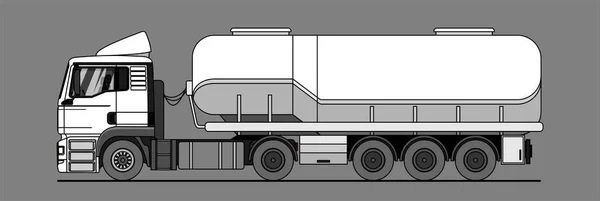 Vektor Tartálykocsi Oldalnézetben Teherautó Félpótkocsi Tartály Fehér Üres Tank Teherautó — Stock Vector