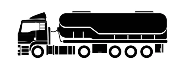 Vector Silhouette Emblem Tank Truck Logo Side View Truck Semitrailer — Stock Vector