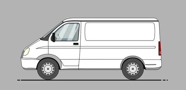 Vector Line Van Lorry Side View 광고용 흰색빈 템플릿 운송업 — 스톡 벡터