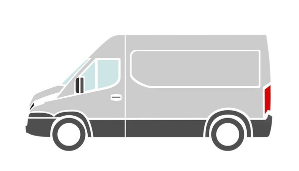 Векторный значок фургона вид сбоку на белом фоне. Иконки с боковым видом фургона; векторная иллюстрация с боковым видом фургона. Значок векторного транспорта.