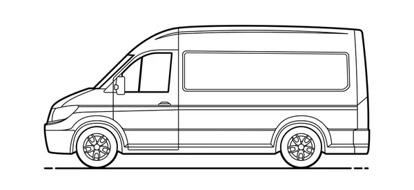 Vector Furgoneta Entrega Contorno Camioneta Carga Para Colorear Libro Vector — Vector de stock