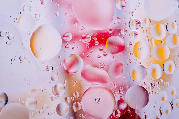 Agua Burbuja Aceite Macro Abstracto Flujo Fondo Líquido Rojo Naranja —  Fotos de Stock