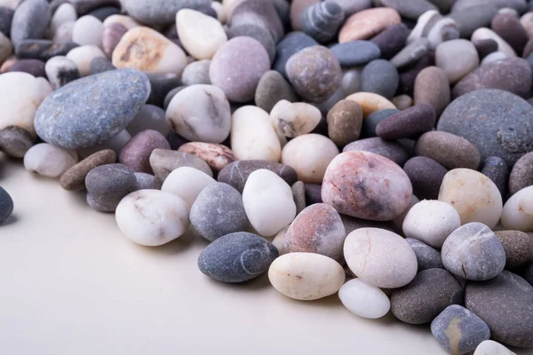 Varied Pebbles White Background Angle View — Stock Photo, Image