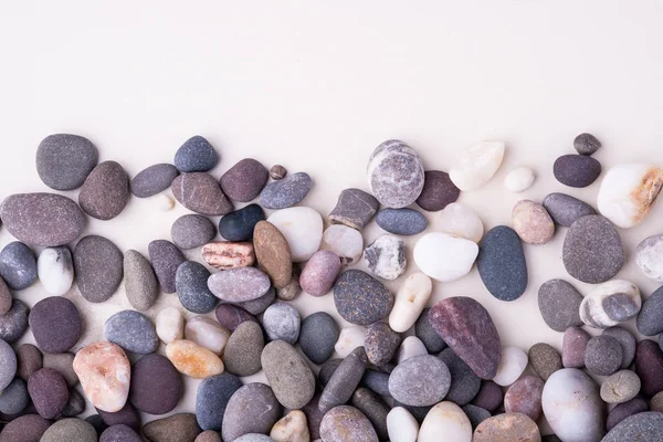 Varied Pebbles White Background Top View — Stock Photo, Image