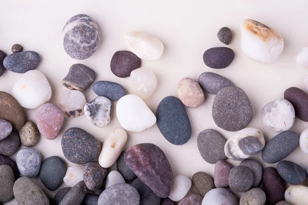 Varied Pebbles White Background Top View — Stock Photo, Image