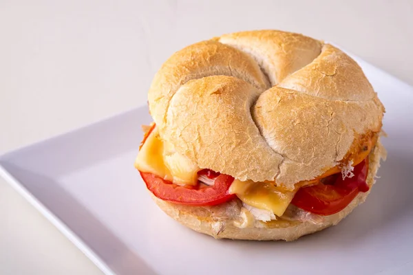 Hamburguesa Casera Individual Vienna Kaiser Pan Pan Panecillo Con Carne —  Fotos de Stock