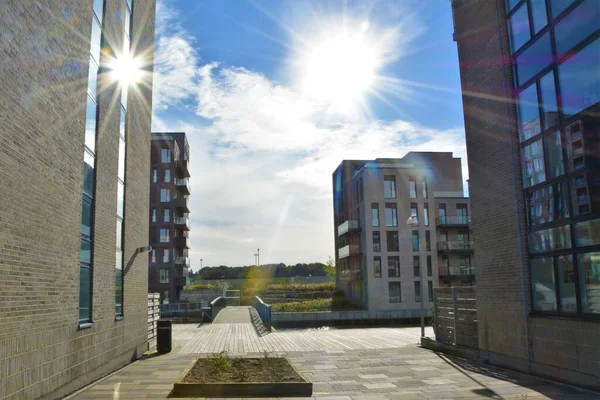 Vejle, Danimarka - 2020 Daireler, Vejle Havn güneşli bir günde.