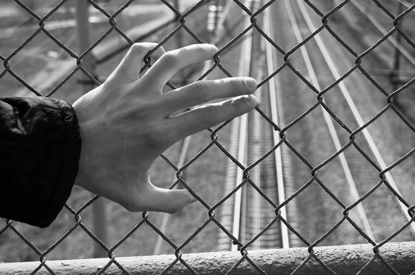 Hand is in jail dramatic negative shot — Stock Photo, Image