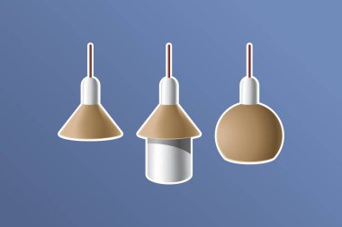 Lambalar kümesi. Vektör çizim lamba ışık elektrik iç enerji mobilya.