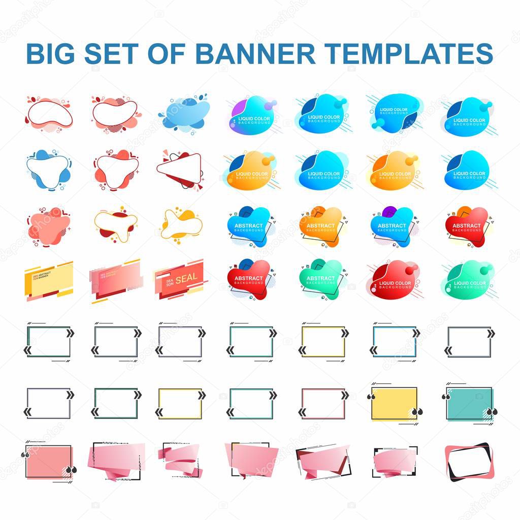 B set of banner templates, frames for text. Set of elements for design, advertising, website.