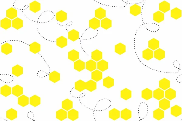 Beyaz arka planda sarı altıgenler ile soyut geometrik arka plan. Petek ile Dikişsiz doku