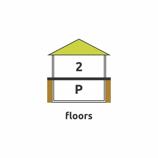Symbol, das die Anzahl der Stockwerke im Haus angibt. minimalistisches Symbol mit einer minimalen Anzahl von Farben und Linien — Stockvektor