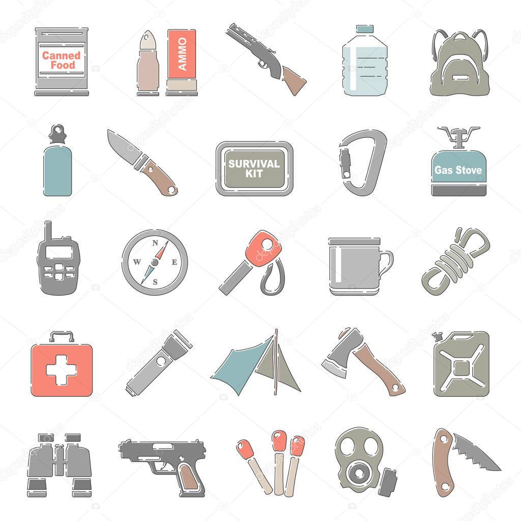 Outline Color Icons - Survival Equipment