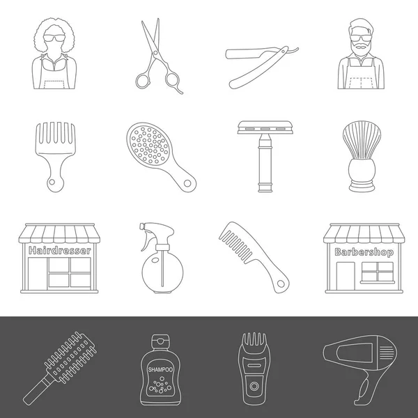 Line Icons Barber Hairdresser Equipment — Stock Vector