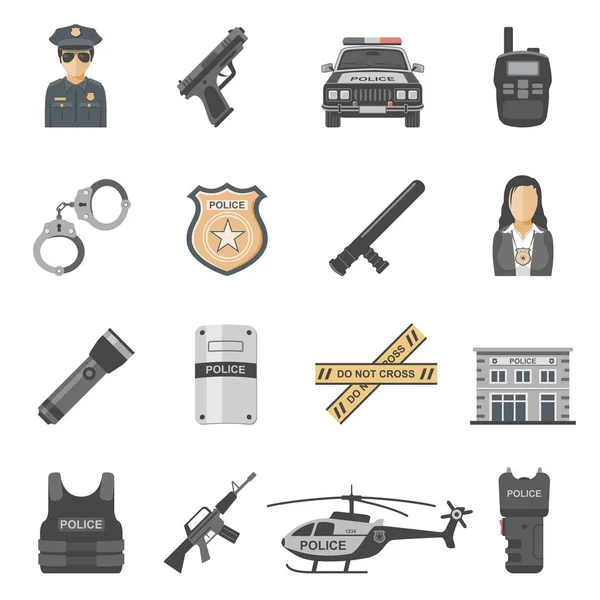 Conjunto Iconos Equipo Policial — Archivo Imágenes Vectoriales