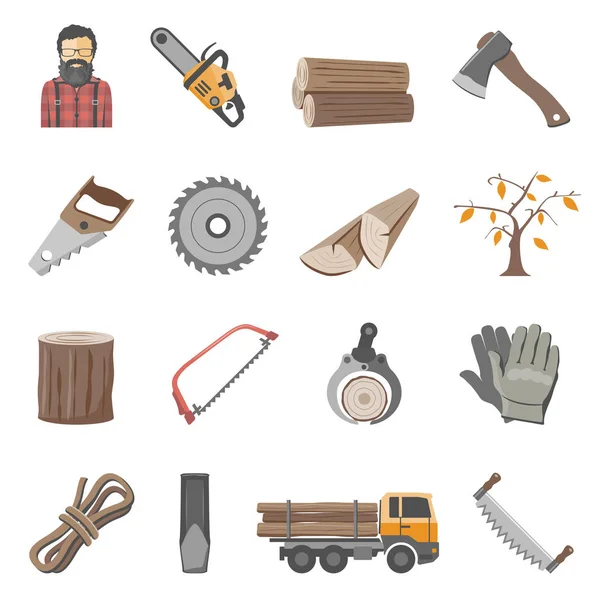 Icon Set Lumberjack Equipment — стоковый вектор