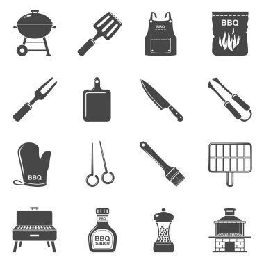 Siyah simgeler - Barbekü araçları ve aksesuarları