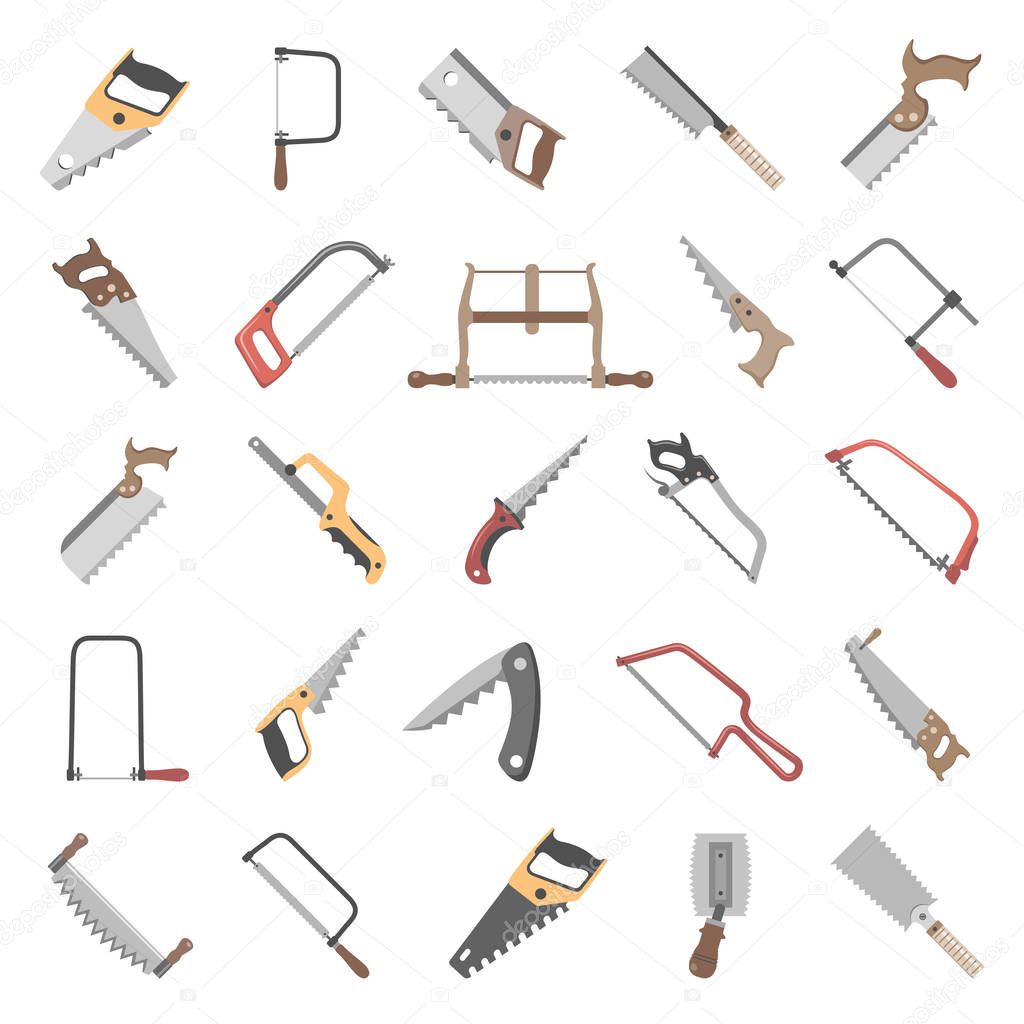 Twenty-five different types of hand saws