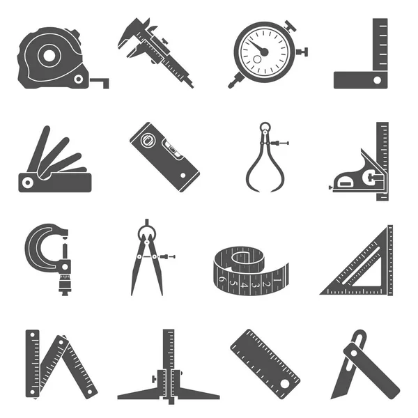 Black Icons Measuring Tools — Stock Vector