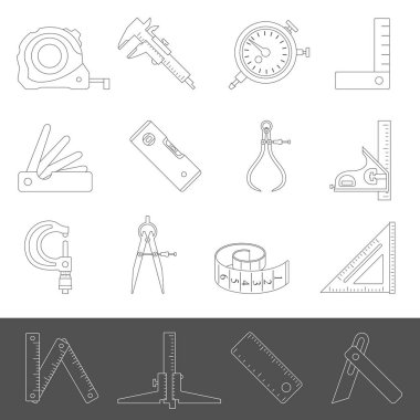 Line Icons - Measuring Tools clipart