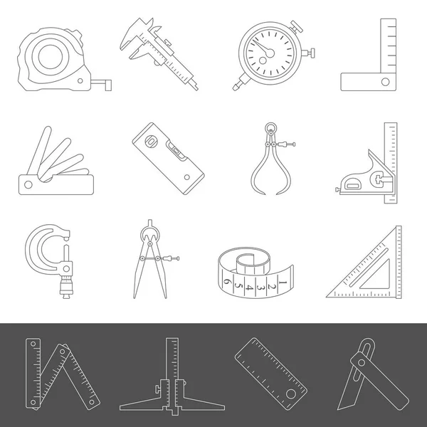 Иконки Линий Измерительные Инструменты — стоковый вектор