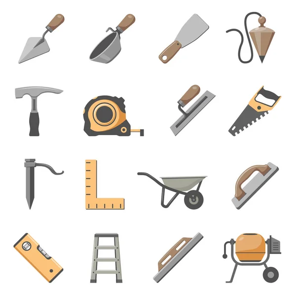 Mauerwerk Werkzeuge Icon Set — Stockvektor