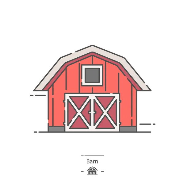 Barn Line Color Icon — Stock Vector