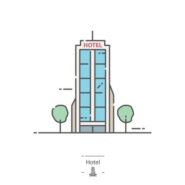 Otel - çizgi rengi simgesini