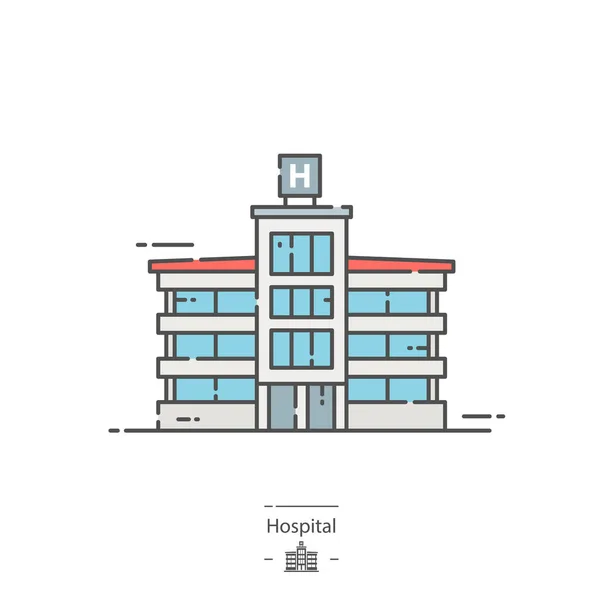 Hospital Icono Color Línea — Archivo Imágenes Vectoriales