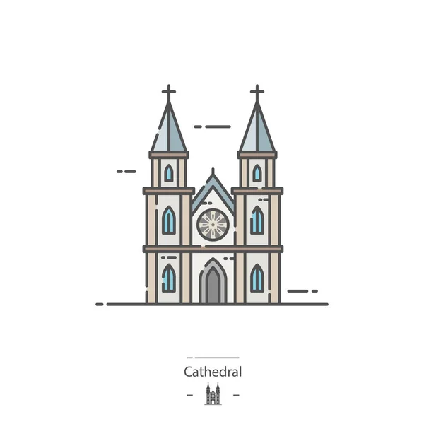 Katedral Çizgi Rengi Simgesini — Stok Vektör