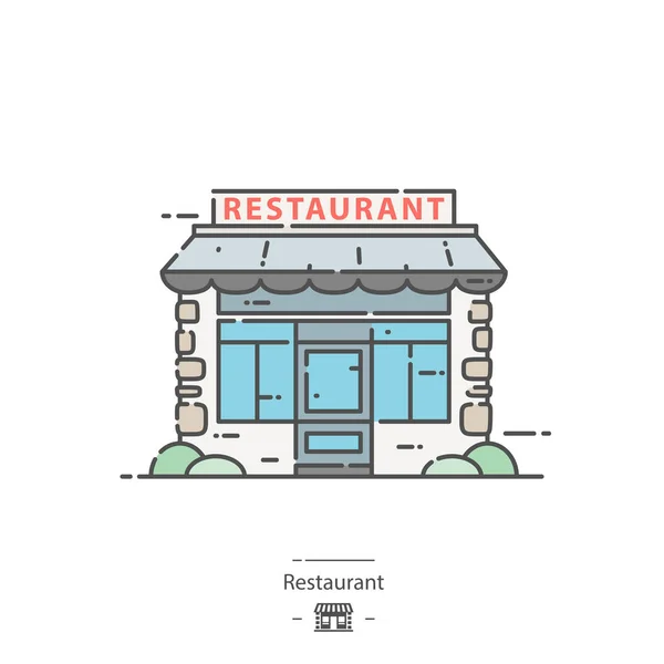 Restaurant Pictogram Van Kleur Van Lijn — Stockvector