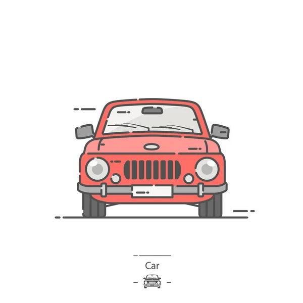 Coche Rojo Icono Color Línea — Vector de stock