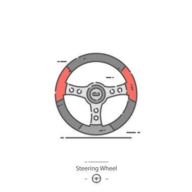 Direksiyon simidi - çizgi rengi simgesini