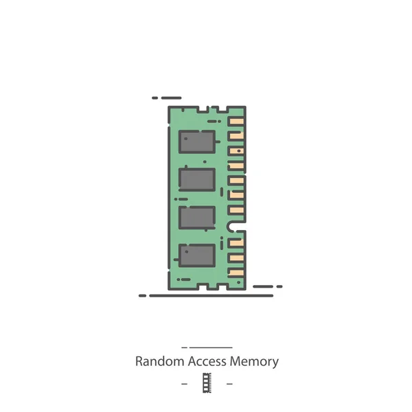 Memoria Acceso Aleatorio Icono Color Línea — Vector de stock