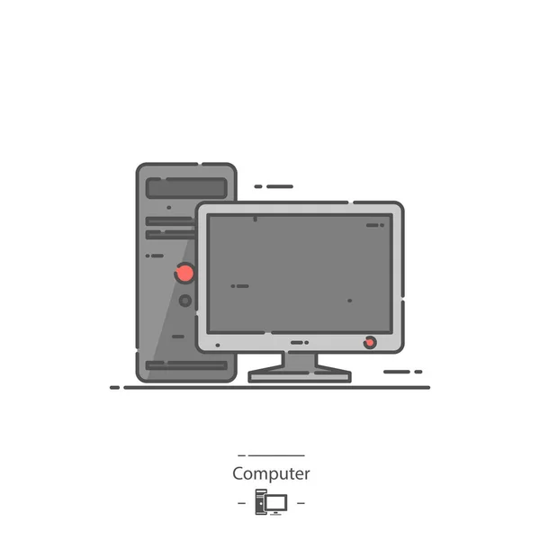 计算机 线条颜色图标 — 图库矢量图片