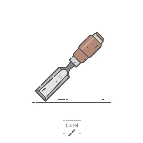 Scalpello Icona Colori Linea — Vettoriale Stock