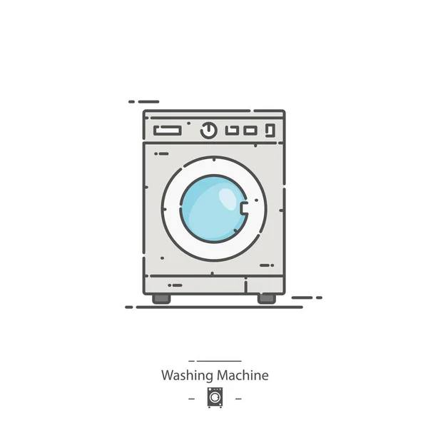 Washing Machine Line Color Icon — Stock Vector