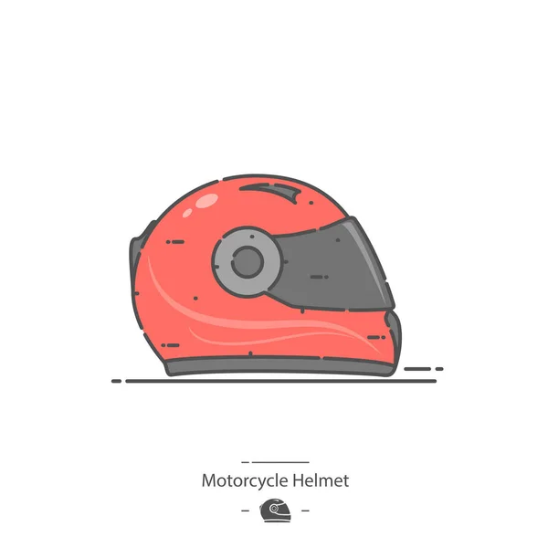 Casque Moto Icône Couleur Ligne — Image vectorielle