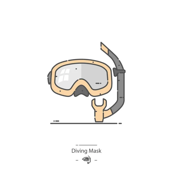 Diving Mask Lijnkleur Icoon — Stockvector