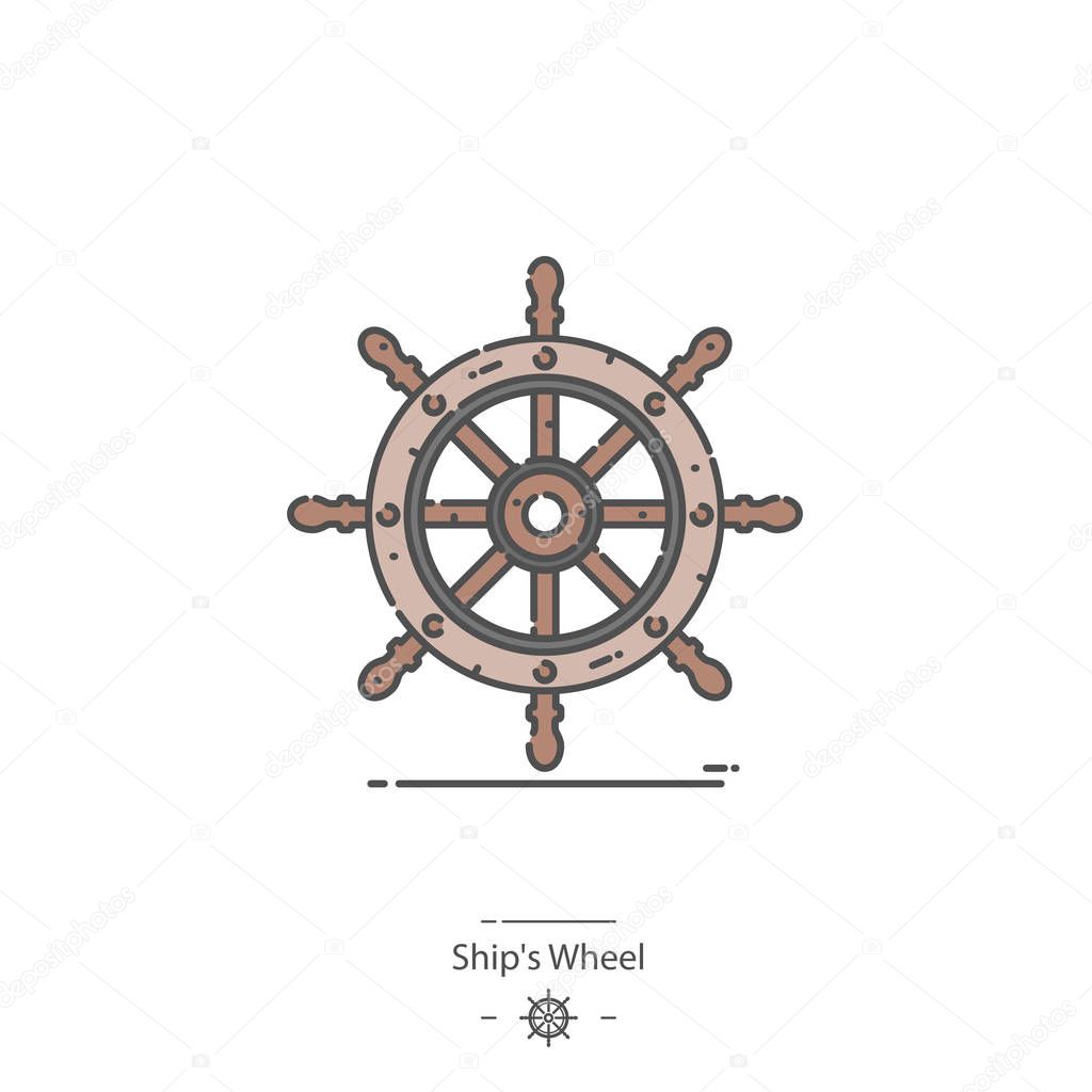 Ship's wheel - Line color icon