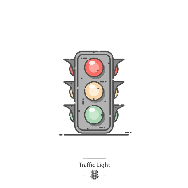 Traffic Light Line Color Icon — Stock Vector