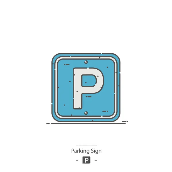 Señal Estacionamiento Icono Color Línea — Vector de stock