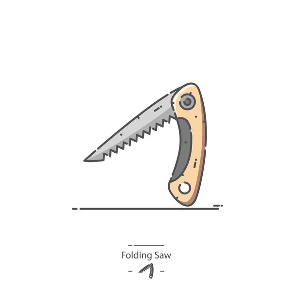 Складная Пила Иконка Цвета Линии — стоковый вектор
