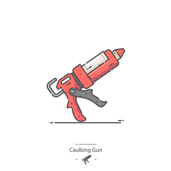 Pistola Calafateo Icono Color Línea — Vector de stock