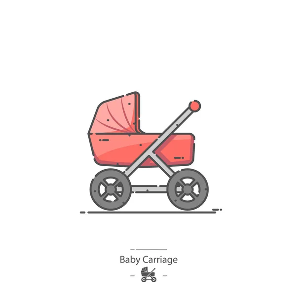 Baby Carriage Line Color Icon — Stock Vector